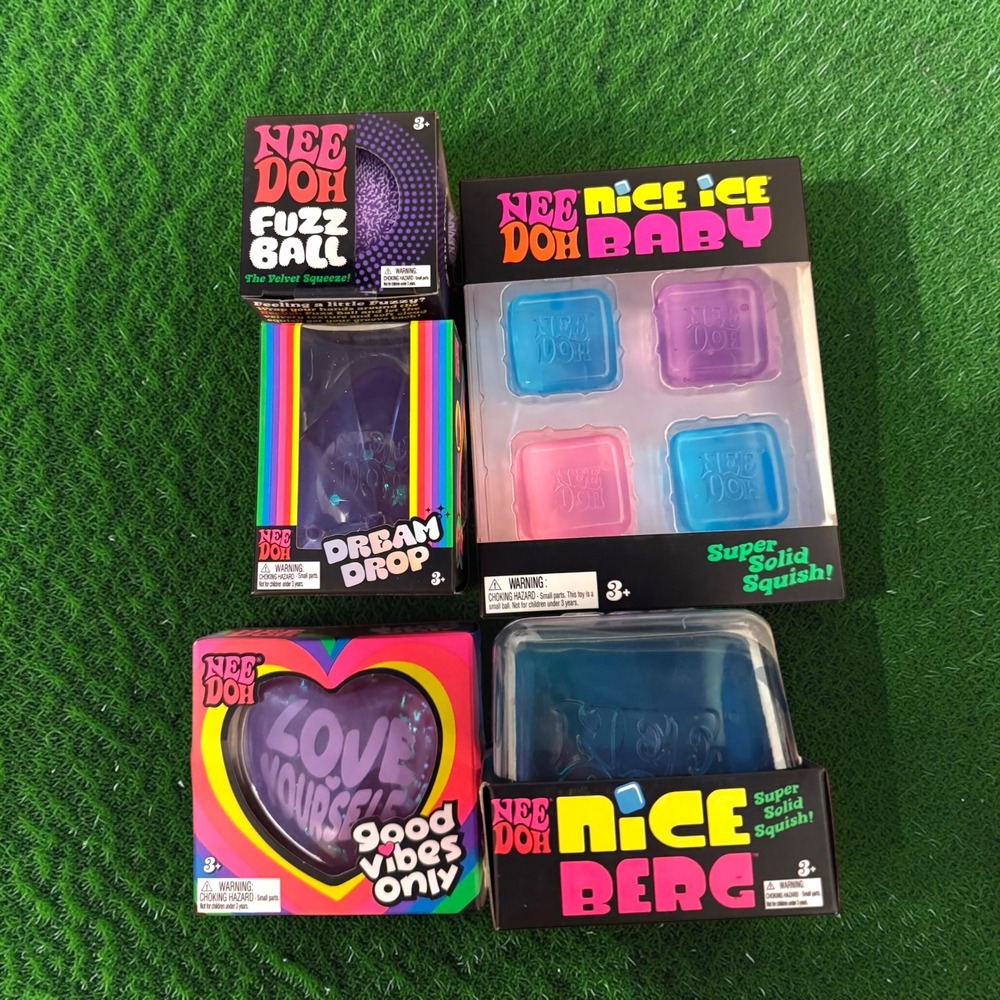 NeeDoh Fidget Toy Bundle Fuzz Ball Nice Ice Baby Dream Drop Love Heart Nice Berg